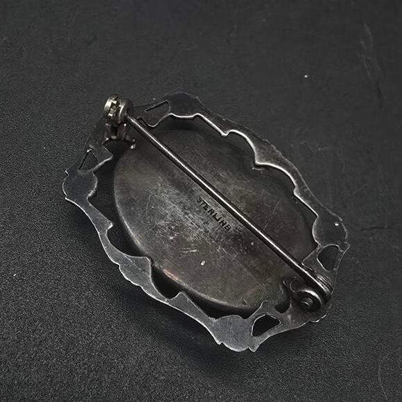 Sterling Silver Butterfly Wing Beach Scene Brooch Vintage Morpho Jewelry - Picture 3 of 5